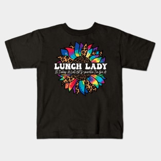 Lunch Lady Cafeteria Crew Sunflower Leopard Thanksgiving Kids T-Shirt